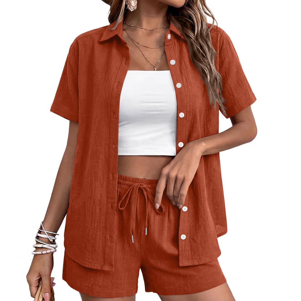 Women's Casual Fashion Short-Sleeve Set With Pockets