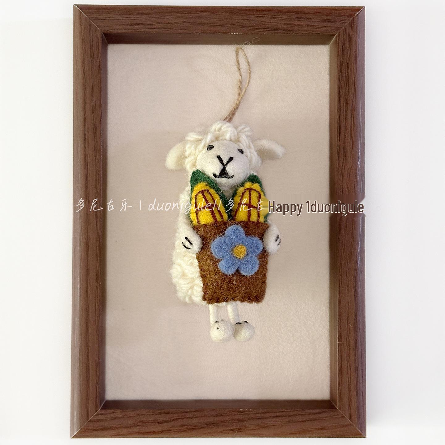Donygolo Ручная работа Шерстяной войлок Кукурузо-обнимающий ягненок Украшение Брелок Approximately 11cm, Original Quality