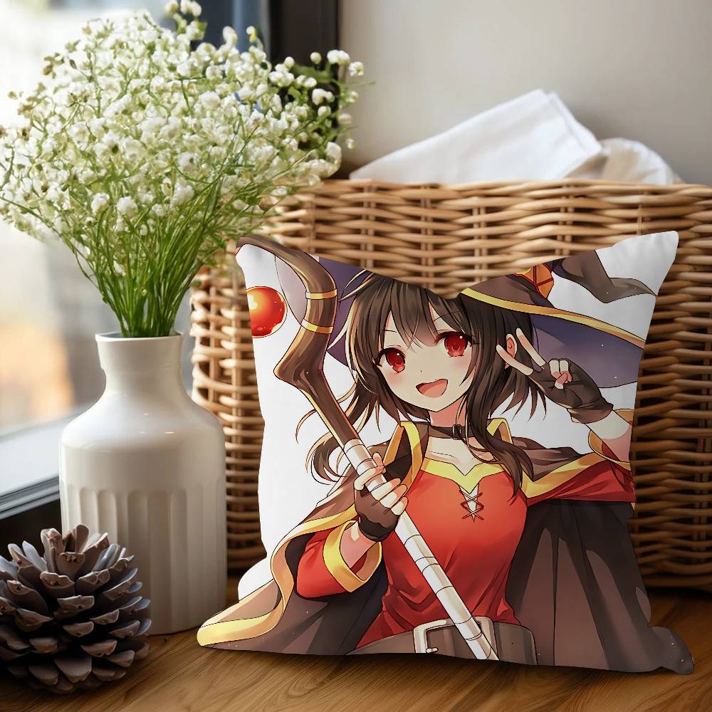Konosuba-Anime-M-Megumin Personalized Pillow Cover Kids Bedroom Wild Party Decor Pillowcase Kid Birthday Shower Gift