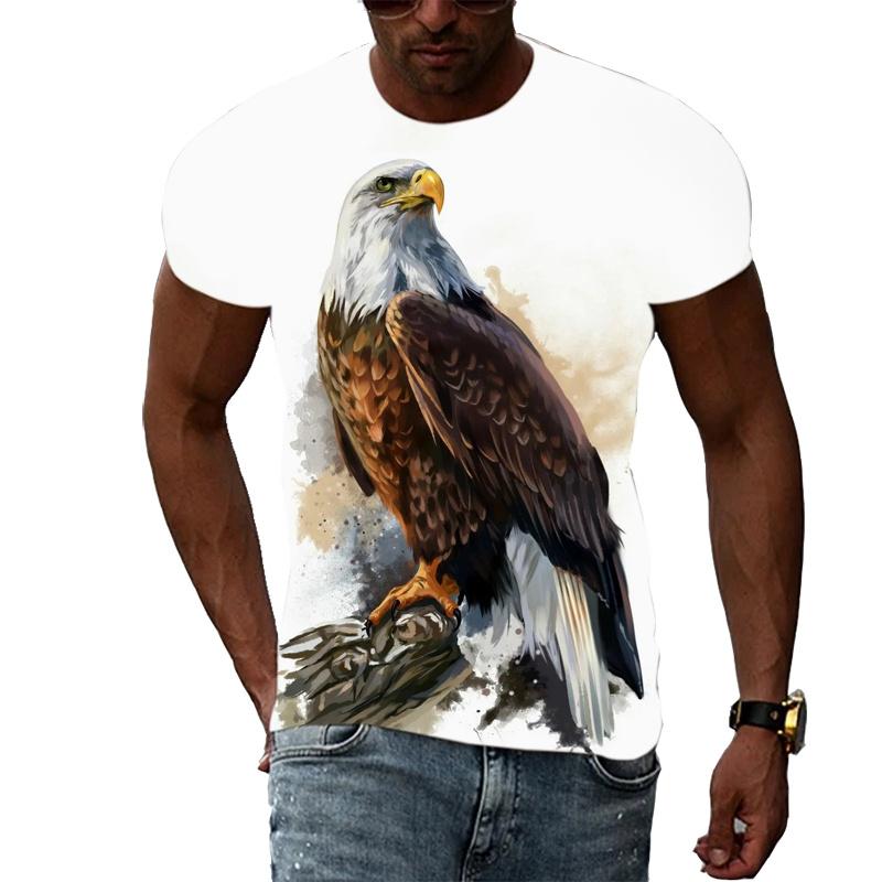 XXS-6XL Plus Size T-shirt 3D Printed Funny Eagle T Shirt For Men Cool Animal Pattern Tees Summer Loose O Neck Short Sleeve Tops