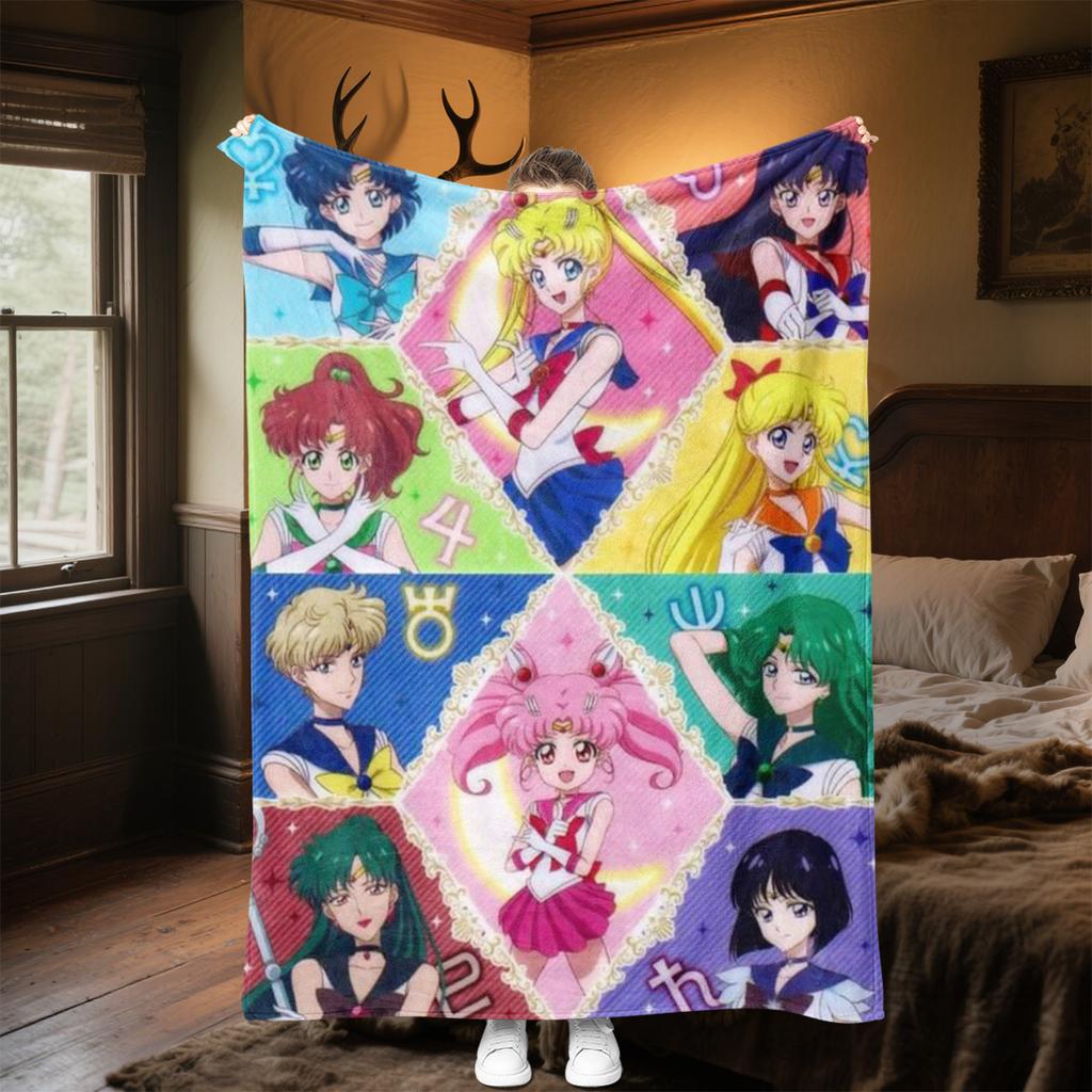 Japanese anime cute cartoon theme Sailor Moon Tsukino Usagi blanket suitable for home beds, sofa covers, office nap, outdoor warm blankets O12
