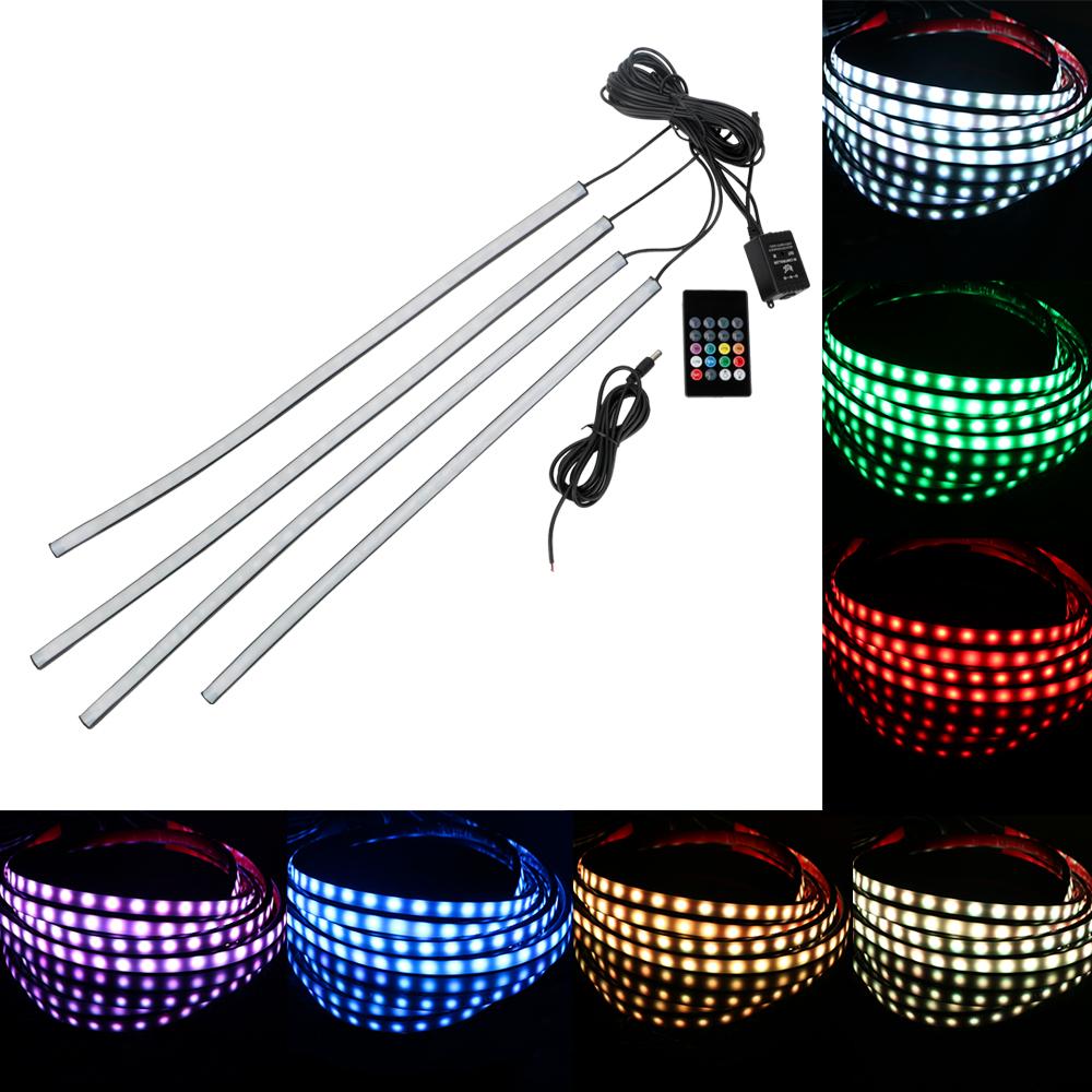 Underbody Decorative Light Car Bottom Atmosphere Lamp Music Active Sound Control Car-styling Auto LED Strip Neon Light 4x 8 Colors