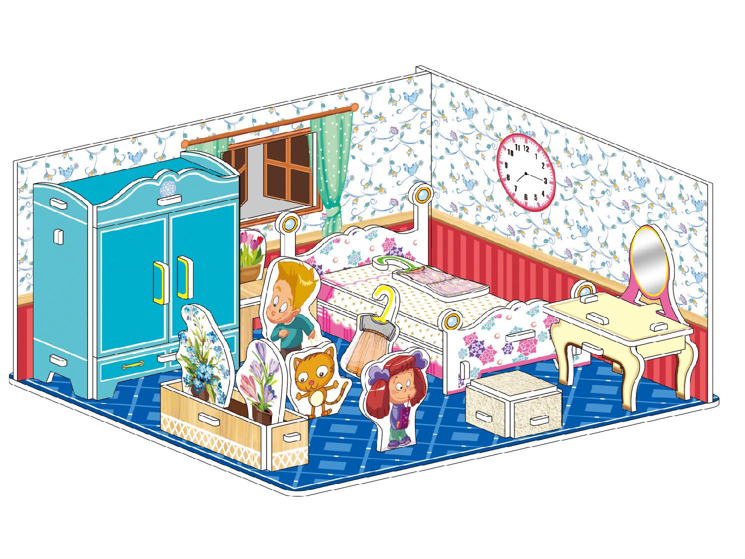 

3D Інтерактивний Дитячий Пазл: Паперова модель ручної роботи для дитячої спальні та ванної кімнати.