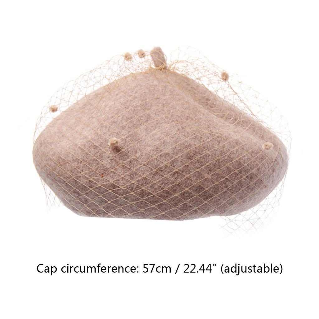 Sweet Mesh Veil Beret Cap Elegant Women Lady French Style Solid Color Beanie Hat
