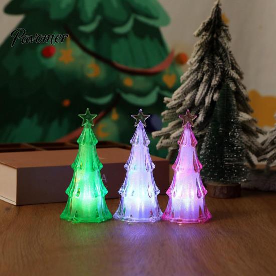 Holiday Tabletop Ornament Christmas Tree Night Light, LED Decorative Lamp for Bedroom And Party Atmosphere Battery Operated Room Accent Lighting,