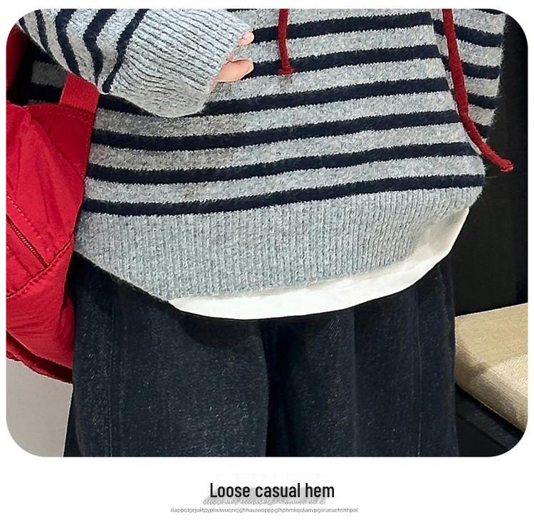 2025 Kinder Strickpullover mit Streifen und Kapuze - Trendiger koreanischer Stil für Jungen & Mädchen, Herbst/Winter