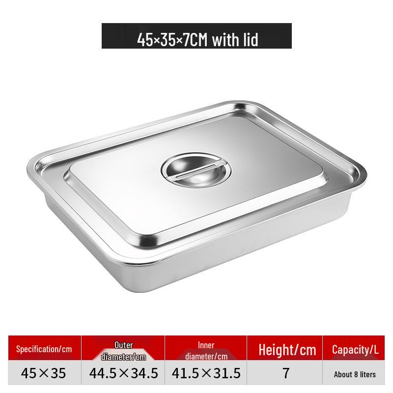 

304 Stainless Steel Rectangular Food Pan with Lid