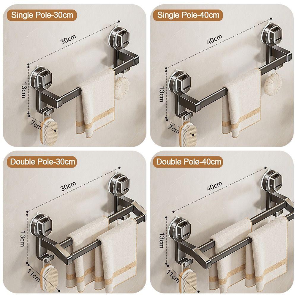 Aluminum Towel Rack 30CM/40CM Suction Cup Towel Storage Hanger Wall Mounted Strong Load-bearing Bathroom Organizer