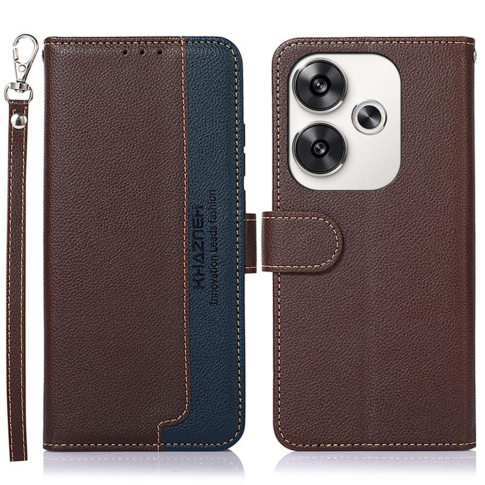 

For Xiaomi Redmi Turbo 3 5G/Poco F6 5G Case RFID Blocking Stand Wallet Leather Phone Cover Brown