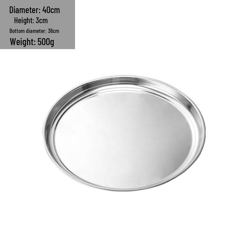 Large Thickened Stainless Steel Round Tray for Hotels and Home