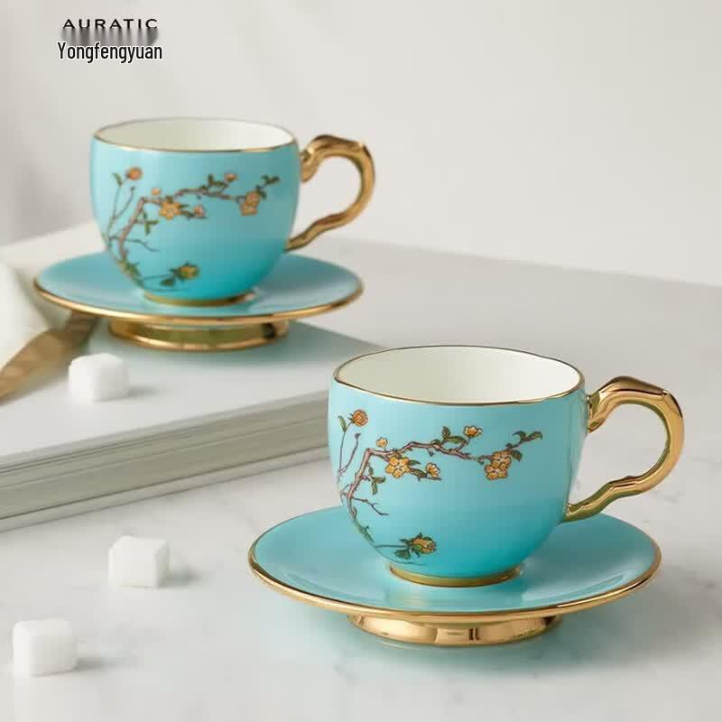 Auratic Madam Porcelain West Lake Blue Coffee Cup Set