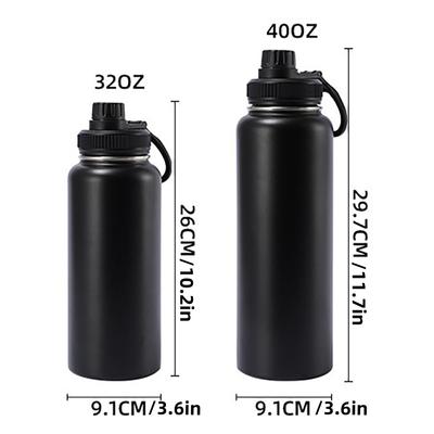 Garrafa de Água Isolada 32 oz/40 oz Aço Inoxidável Parede Dupla Vácuo Grande Capacidade Copo Espacial Cantil Esportivo para Exterior