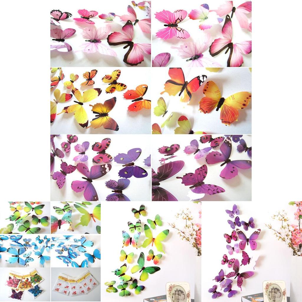Superbes 12 pièces d'autocollants muraux papillons 3D pour une décoration de chambre et un décor DIY vibrants