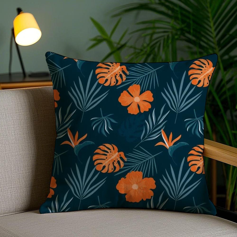 Fresh Floral Pattern Cushion Cover Plush Fabric Soft Double-Sided Printed Invisible Zipper Sofa Pillow Case Home Decor
