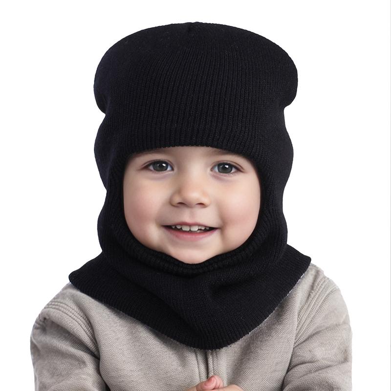 Bonnet Cagoule Bébé Hiver Chaud Tricoté Laine Bonnet Écharpe Une Pièce Enfants Chapeau Protection Oreilles Tout-Petit Tour de Cou Bonnet 1-7A