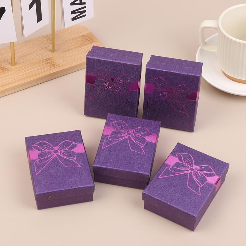 5Pcs Bow Jewelry Box Ring Earrings Bracelets Necklace Organizer Paper Jewelry Gift Packaging Box Wedding Proposal Supplies