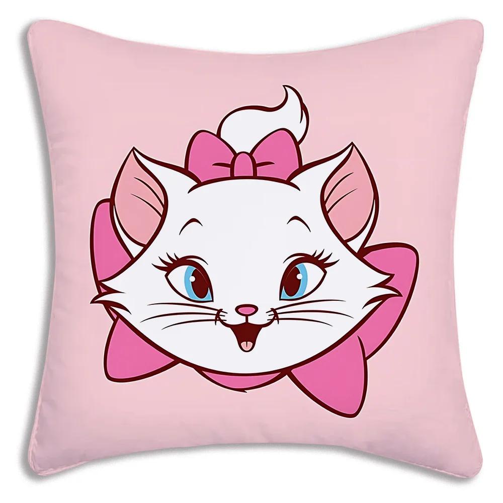 Cute Mary Cat Disneys Pillow Covers Cartoon Sofa Decorative Home Double-sided Printing Short Plush Cute Cushion Cover