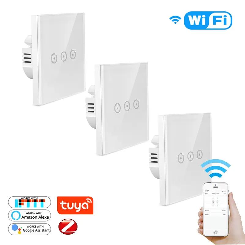KERUI Tuya Wifi Smart Home Touch Keypad Wall Switch With Europe Dtandard Function With 3 Gang Wifi Smart Home Switch Eu Standard&1Gang WIFI based EU белый