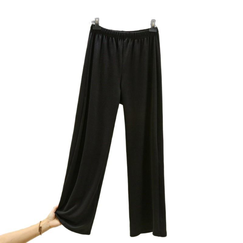 Women's Plus Size Fleece-Lined Ribbed Leggings for Autumn & Winter - Thickened Wide-Leg Casual Home Pants