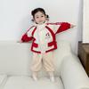 Children's Hooded Winter Jacket Set: Thickened Color Block Windbreaker for Boys & Girls