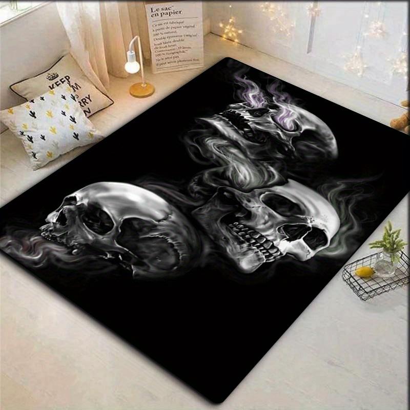 Black Skull Square Carpet Home Bedroom Living Room Decoration Carpet -1pc