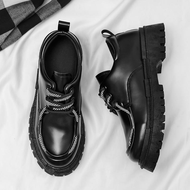 Men Derby Shoes Leather Shoes Fashion Chunky Platform Retro Business Work Shoes Man Casual Flats Wedding Shoes Comfortable Cosy