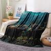 1PC Moonlit Highland Yaks Print FlAannel Blanket, High quality Comfortable for All Seasons, Home Decor, Warmth and Comfort