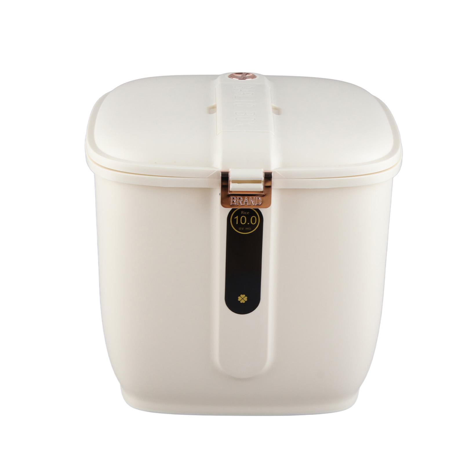 

Контейнер для хранения риса большой вместимости герметичный кухонный диспенсер для зерна ведро для хранения зеленый Cream White 10kg