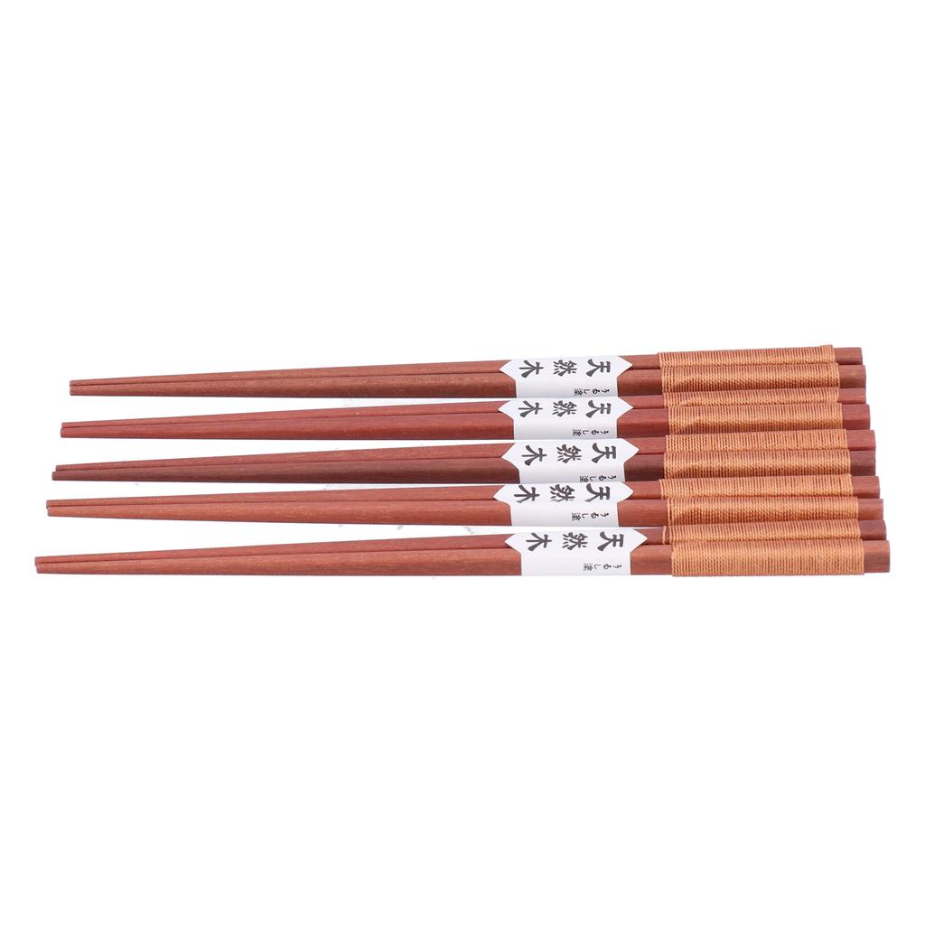 5Pairs Wooden Chopsticks Tangled Line NonSlip Sushi Chopsticks for Hotel Household Restaurant(Brown )