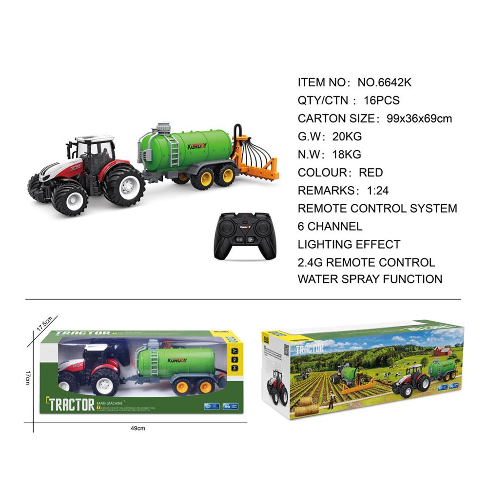 1:24 Remote Control Car For Kids Simulation Electric Farmer Harvester Tractor Model With Lights Christmas Gifts For Boys Girls