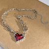 Heart Pendant Necklace Claw Chain Choker Gothic Red Heart Pendant Chokers Party Jewelry Alloy Material Jewelry for Women