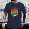 Unisex T-Shirt mit Rundhalsausschnitt Hergestellt 1986 Kassettenband Grafik-T-Shirt Retro Vintage Geburtstag Lässiges Kurzarm-Oberteil Für Musikgeschenk Tragen