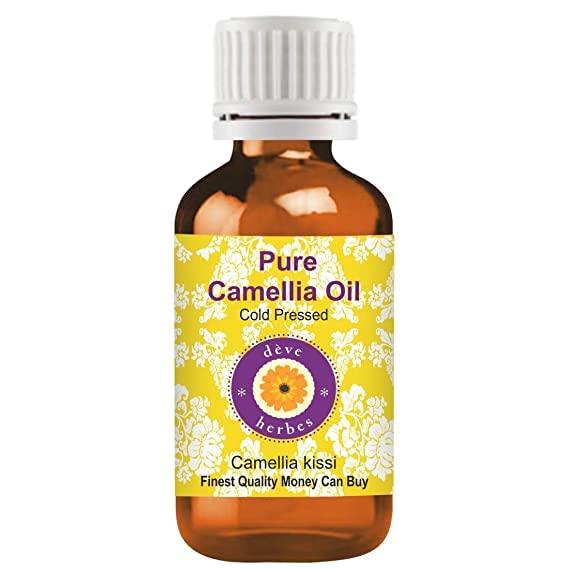 Deve Herbes Pure Camellia Oil (Camellia Kissi) | Cold Pressed | Natural | Undiluted | For Diluting Essential Oils | For Hair, Skin & Massage | Men
