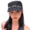 Zierliche Baseballkappe Hut für Mädchen Frauen Metallischer Bogen Lässiger Hut für Sport Fitnessstudio Berg Camping Hut Outdoor-Aktivität Schwarz