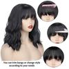 XINRAN Damenmode schulterlange schwarze natürliche gewellte Perücke mit Pony Kunstfaser gewellte Perücke für den täglichen Gebrauch Cosplay
