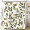 Leaf Pattern Shower Curtain Waterproof Bath Decoration Decor Green Beige Tones (180 x 240 cm)