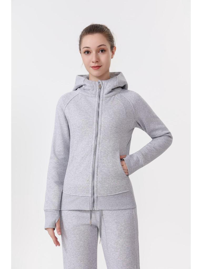 Women's Scuba Slim-fit Full Zip Fleece-lined Hooded Sweatshirt for Casual Sport & Yoga