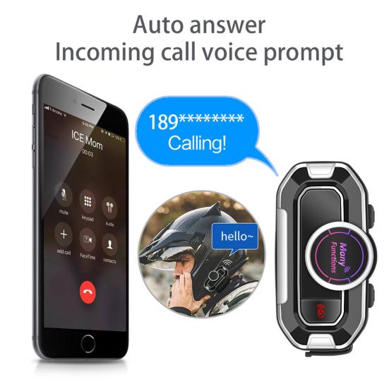 V9 Helmet Headset Hands-free 5 Intercom ABS Bluetooth-compatible Interphone for Motorbike
