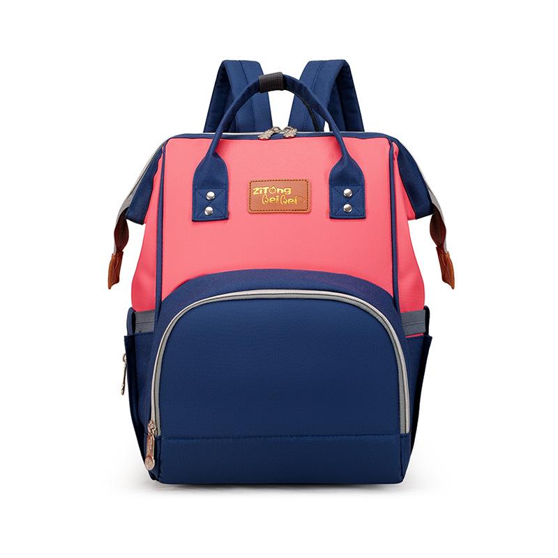 2025 Korean Style Mommy Backpack: Multifunctional Fashion Canvas Color Block Bag with Baby Bottle Holder