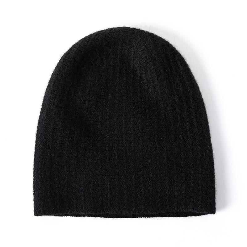 Women 100% Pure Cashmere Beanie Hat Rib Knit Solid Color Winter Warm Soft Slouchy Skullies Cap Cold Weather Accessory