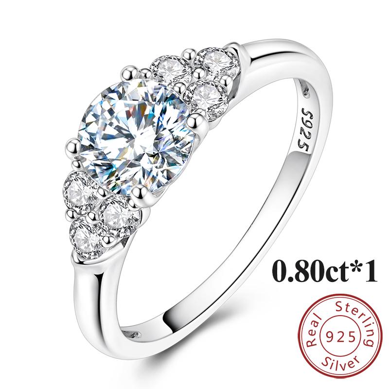

0.8Ct Moissanite Ring Design For Women Genuine Genuine Copper Shining Gradient Band Ring Wedding Engagement Party Jewelry Creation Present Choice 6