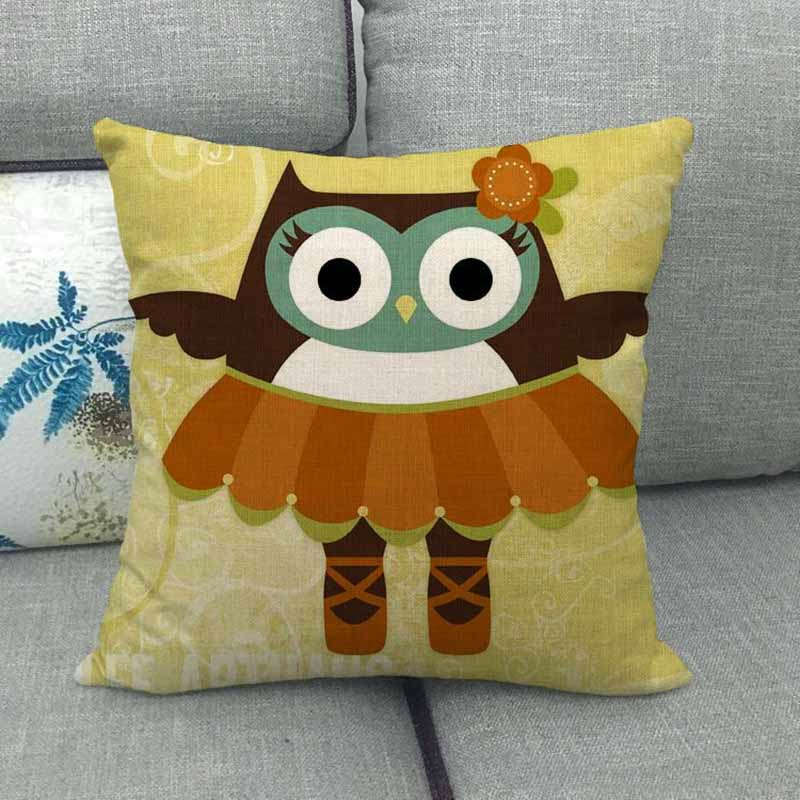 Cartoon Owl Series Digital Printing Short Plush Pillow Covers Decorative for Car Sofa Office Cushion Cover Home Goods