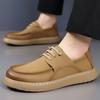 2025 Men's Breathable Leather Board Shoes – Lightweight, Soft Sole, Outdoor Lace-up, Casual Spring/Summer Style