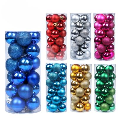 Christmas Decorations - 24-piece Christmas Ball Set - Colored Balls - Plastic Electroplated Balls - Christmas Tree Ornaments