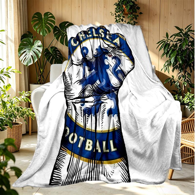 Chelsea F.C Pattern Blanket for Home Decoration, Bed, Sofa, Car Travel, Camping, Suitable for All Seasons, Birthday Christmas Gift