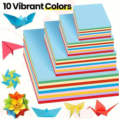 Origami Paper Kit 400 Sheets 10 Colors 4 Sizes Square DIY Craft Projects Gift Box Packaging Supplies