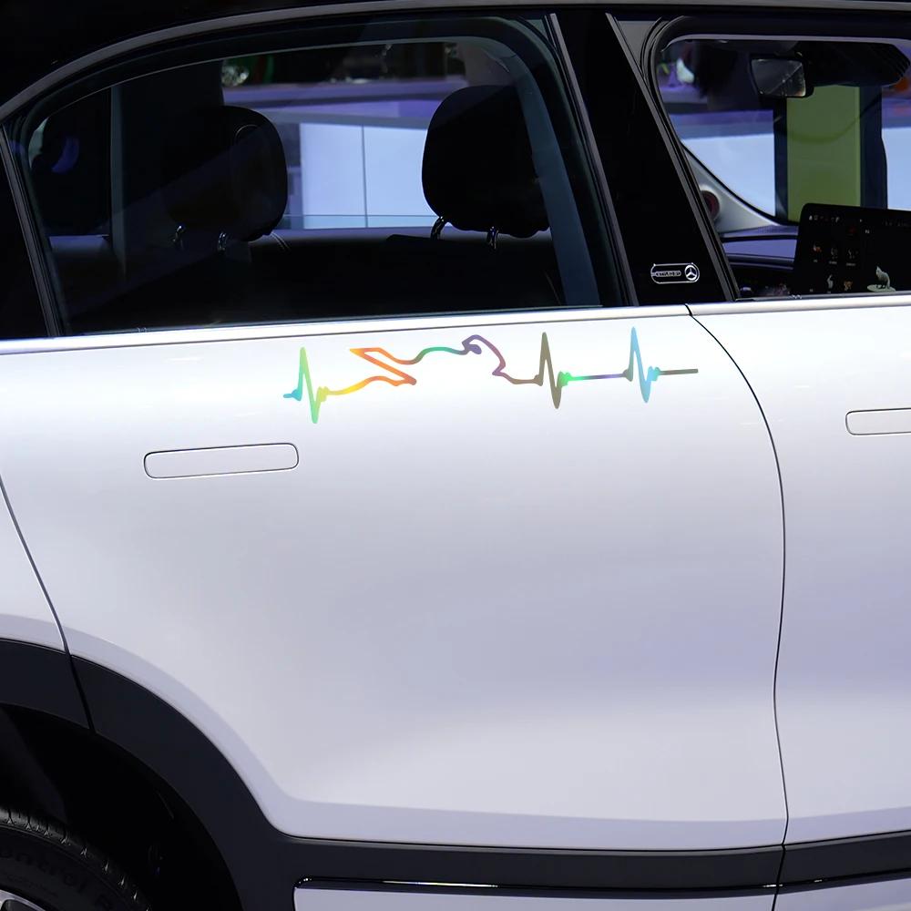 Reflective Car Sticker Heart Electrocardiogram Vinyl Decal Personalized Auto Body Window Styling Decoration Sticker Accessories