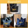 Denim Tote Bag For Women With Embroidered Letters And Street Style For Daily Use