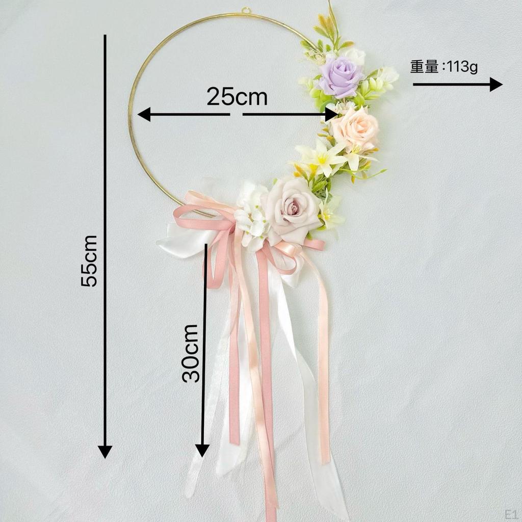 Artificial Rose Floral Hoop Wreath Round Frame Garland Backdrop Door Valentine for