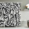 Fashionable Black White Abstract Pattern Waterproof Mildew Resistant Easy Clean Bathroom Decor Curtain Easy To Clean & Maintain